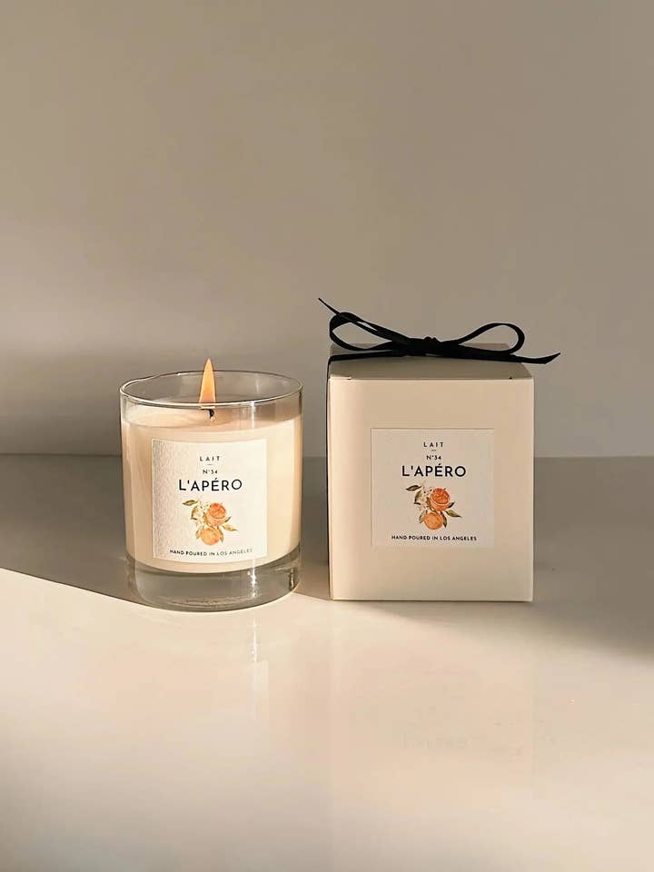 N°34 L’APÉRO (APEROL SPRITZ CANDLE) for wholesale by LAIT Atelier