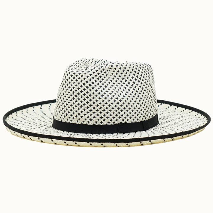 Olive & Pique - Wholesale Straw Hat - Women's - MAVERICK Straw Rancher Hat with Weaved Details, Pencil Brim