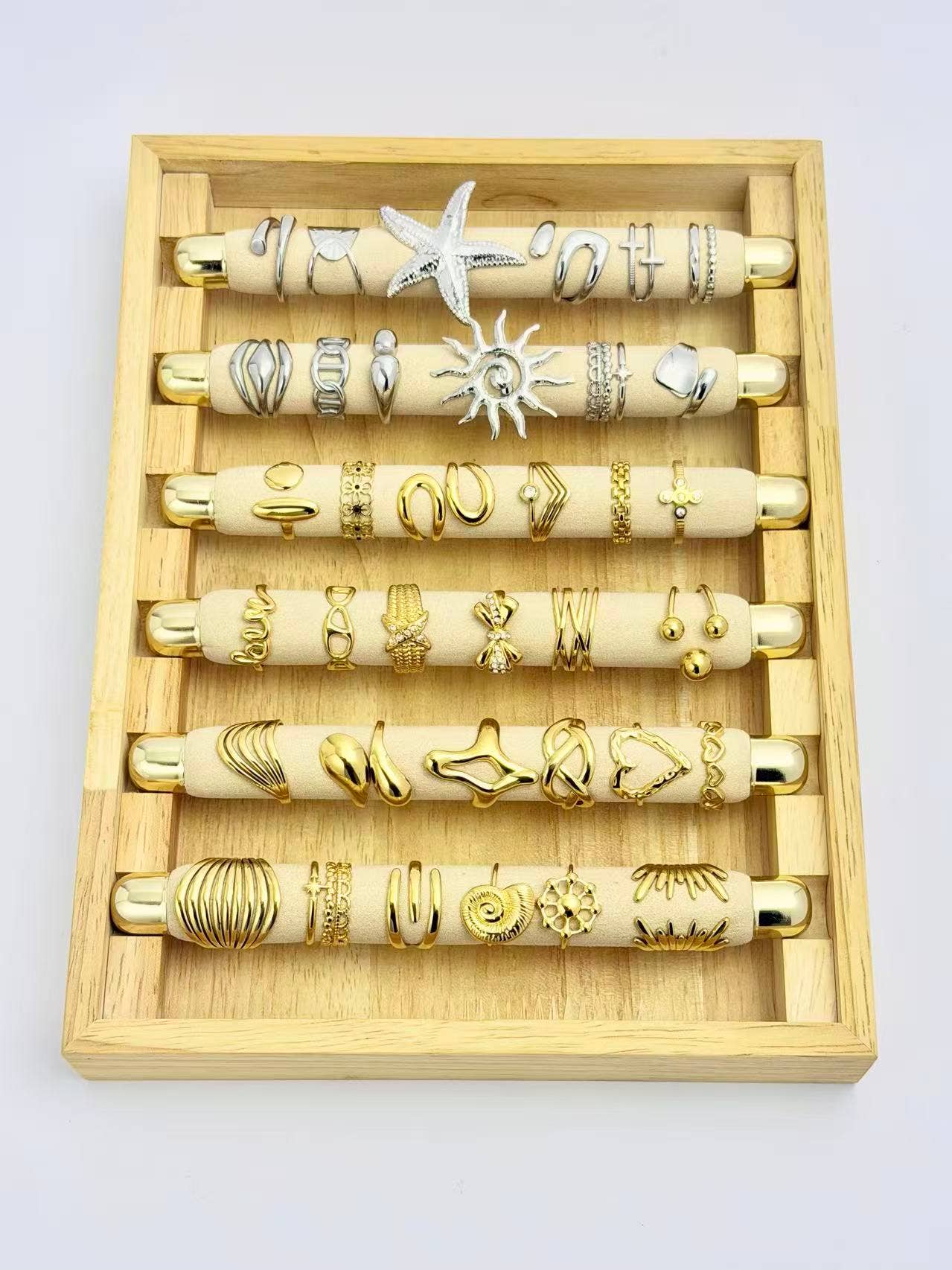 COSMOS - Wholesale Band/Stacked Ring - Set of 36 Assorted Adjustable Rings on Display1