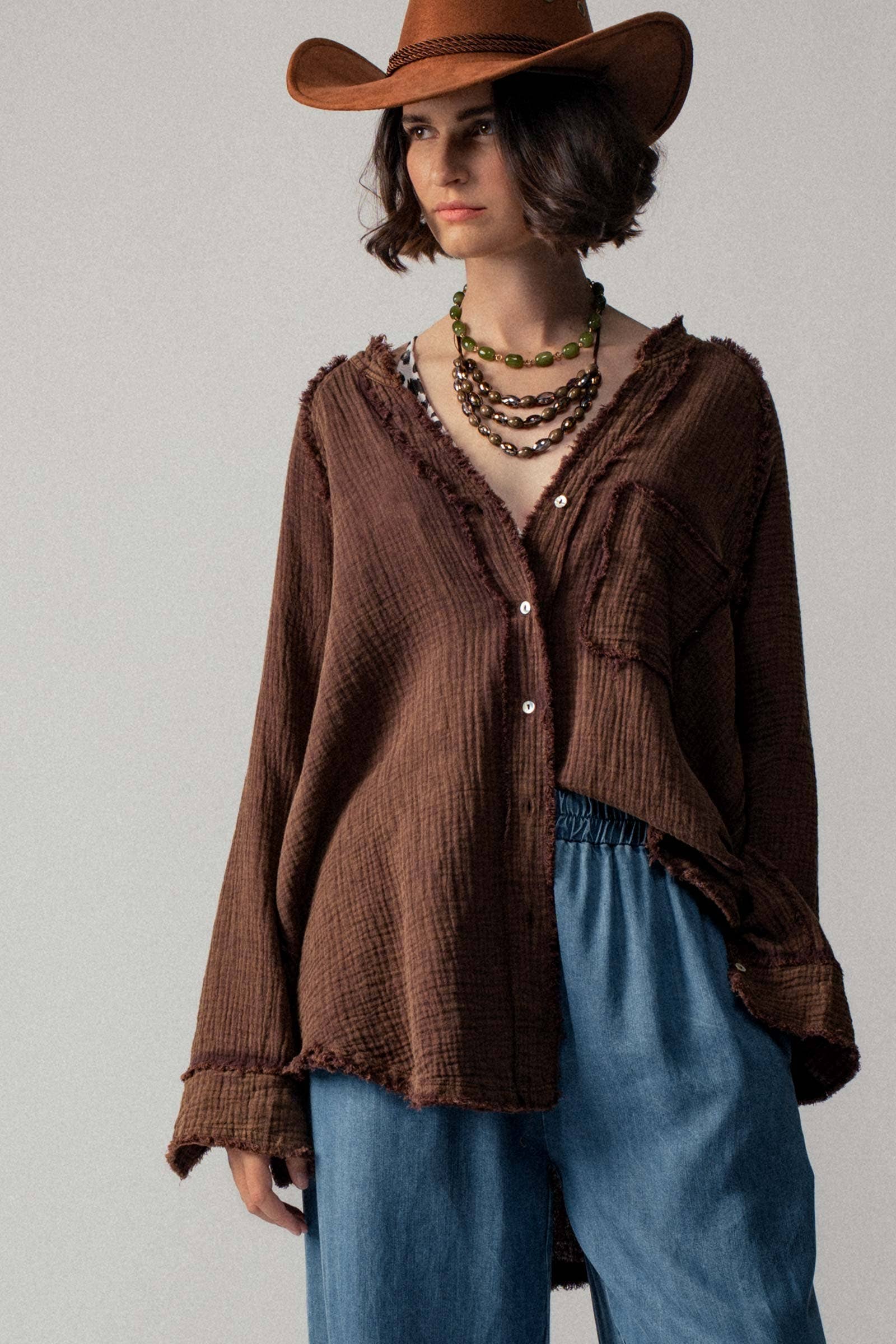 Fashion Week - Wholesale Button Down Shirt - Women's - The Willow Gauze Relaxed Shirt17