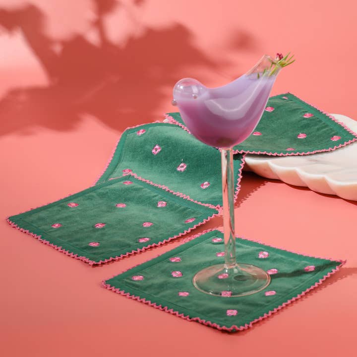 Tiramisu - Wholesale Dinner & cloth napkin - Emerald Blossom Luxury Cocktail Napkins0