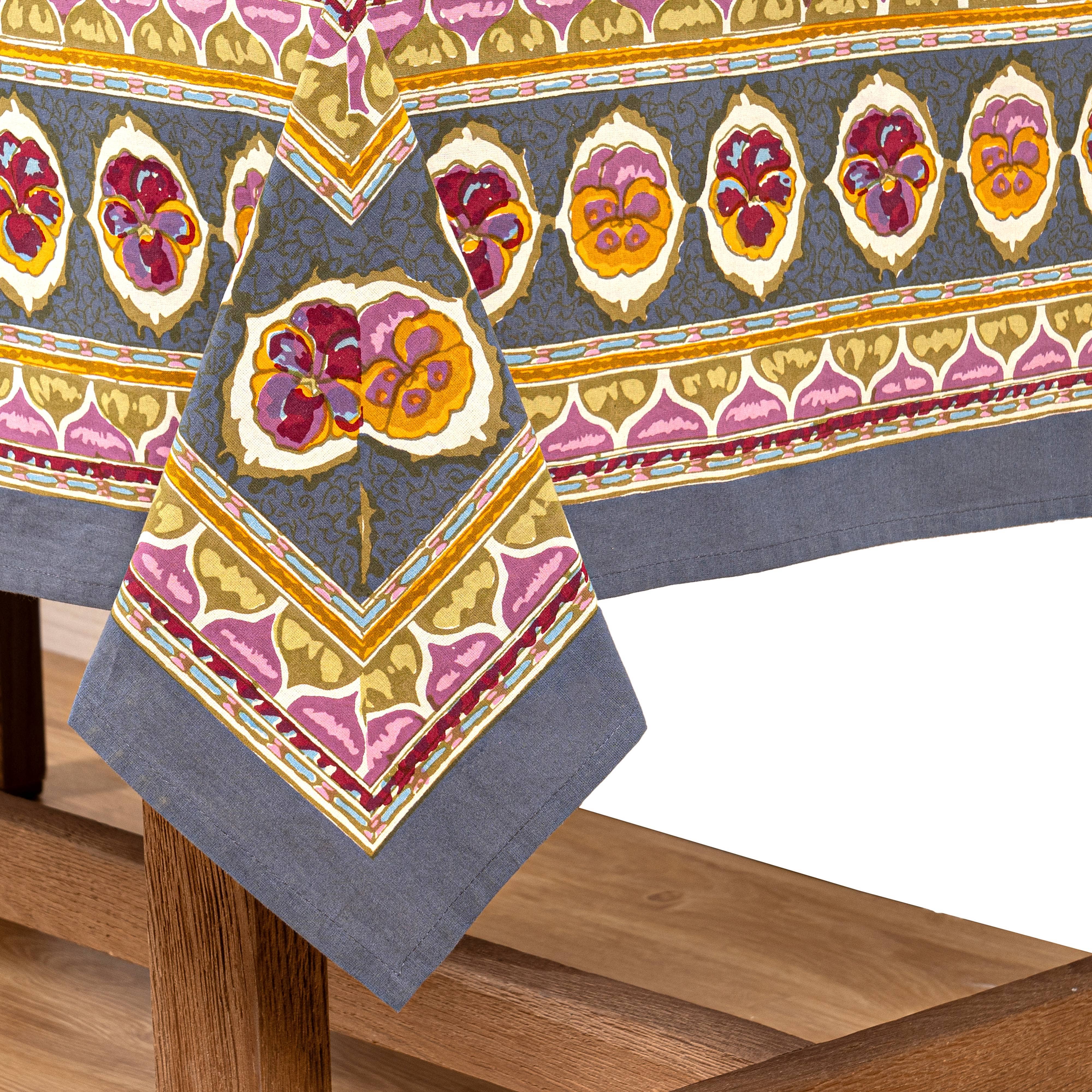 Couleur Nature - Wholesale Tablecloth - Pansy Red & Grey | French Tablecloths5