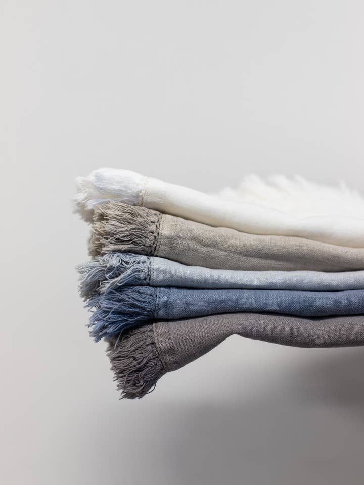 Artisan Linen Napkin with Fringed Edges - in 5 colors for wholesale by Linen Way Inc.