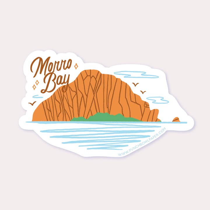 Morro Bay Morro Rock Vinyl Sticker for wholesale by Punch Bowl Paper