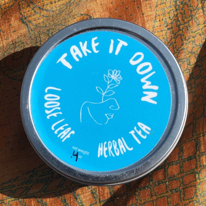 Take it Down Tea Tin for wholesale by Wild Few Herb Farm