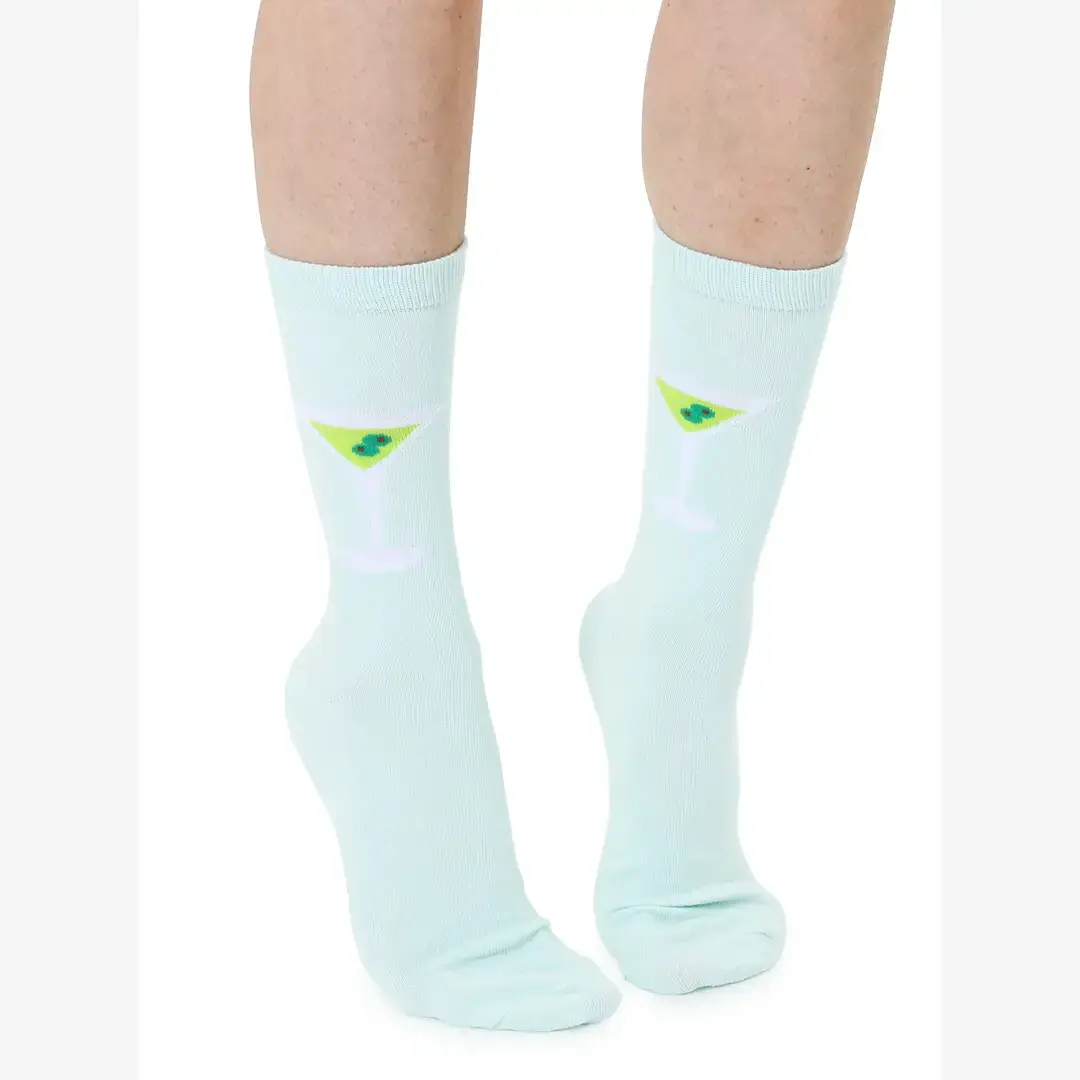 Living Royal - Wholesale Socks - Unisex - 3D Packaged Crew Socks - Martini Glass - Green3