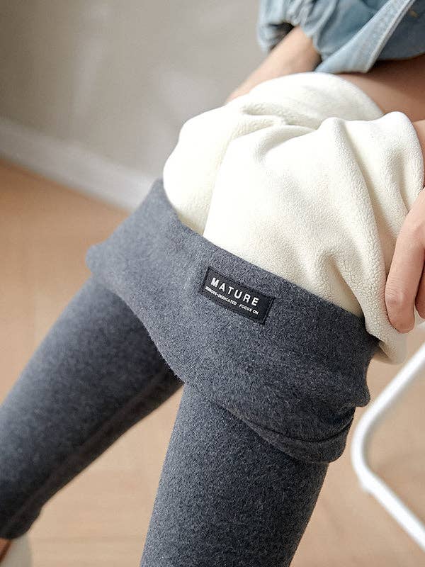 Leggins casuales de terciopelo que mantienen el calor en color liso para venta al por mayor de StyleGalX