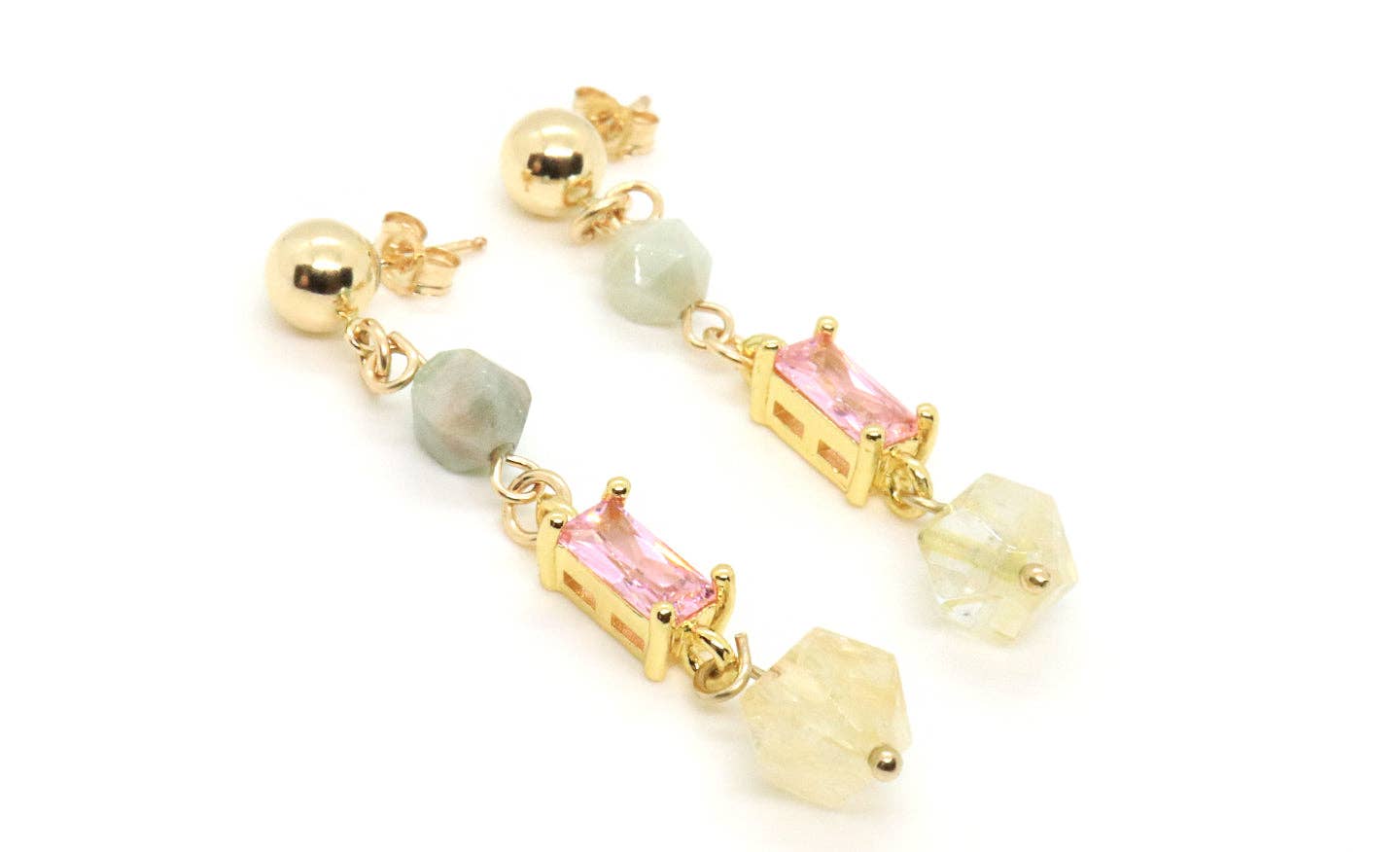 Dainty colorful gemstone earrings for wholesale by Jessica Santander