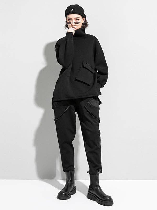 BLACK Thicken High-Neck T-Shirts Sweatshirt Tops for wholesale on Faire
