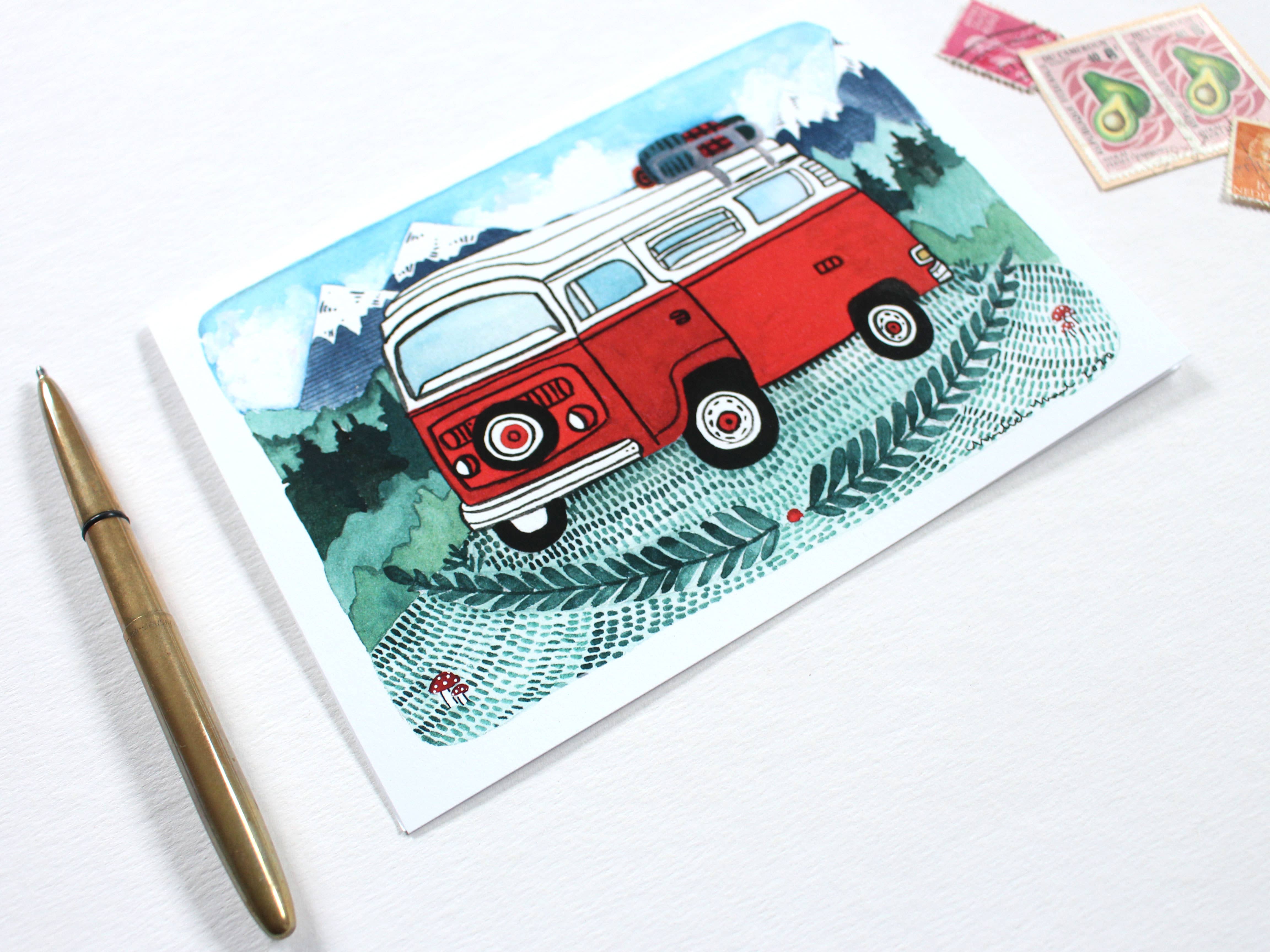 michele maule - Wholesale Everyday Greeting Card - Greeting Card - Red Camper2