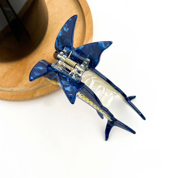 Flying Fish Acetate Hair Claw Clip, Blue Fish Hair Clip for wholesale on Faire3