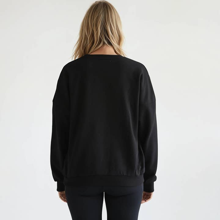 Noir Isabella Organic Oversized Nursing & Pregnancy Sweatshirt for wholesale on Faire4