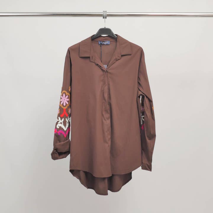 Long shirt with colorful embroidery – TDM78525-2 for wholesale by Cecile Wang