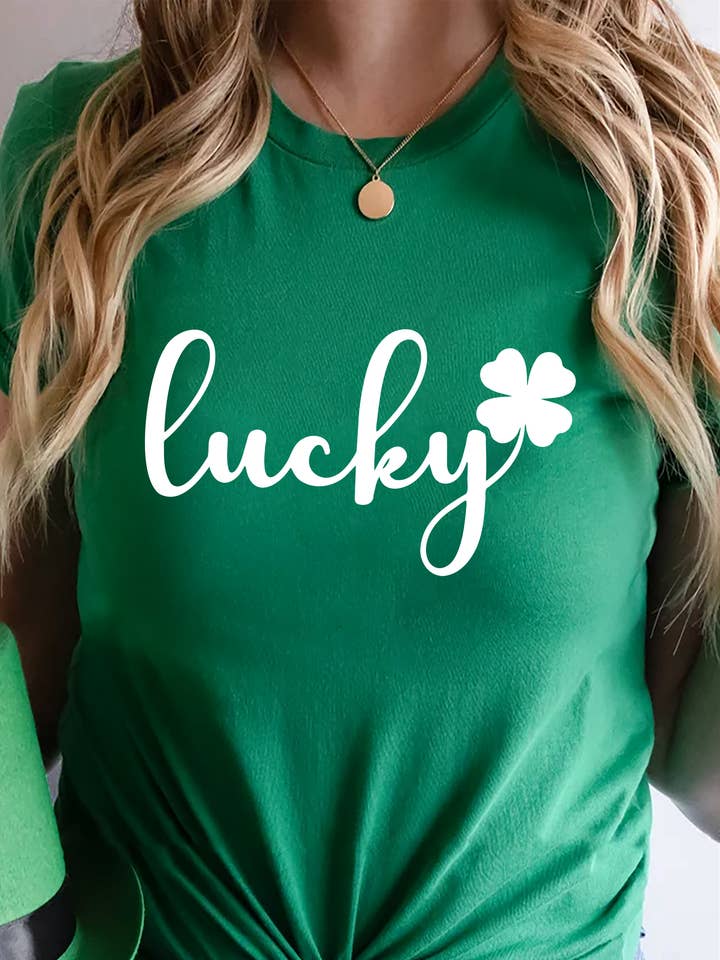 Lucky Clover Unisex Round Neck Tee for wholesale by Top Avenue