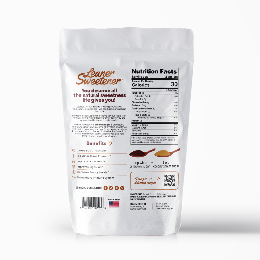 Leaner Creamer - Vente Sucre - Sucre de noix de coco Leaner Sweetener - Sachet de 1 LB1