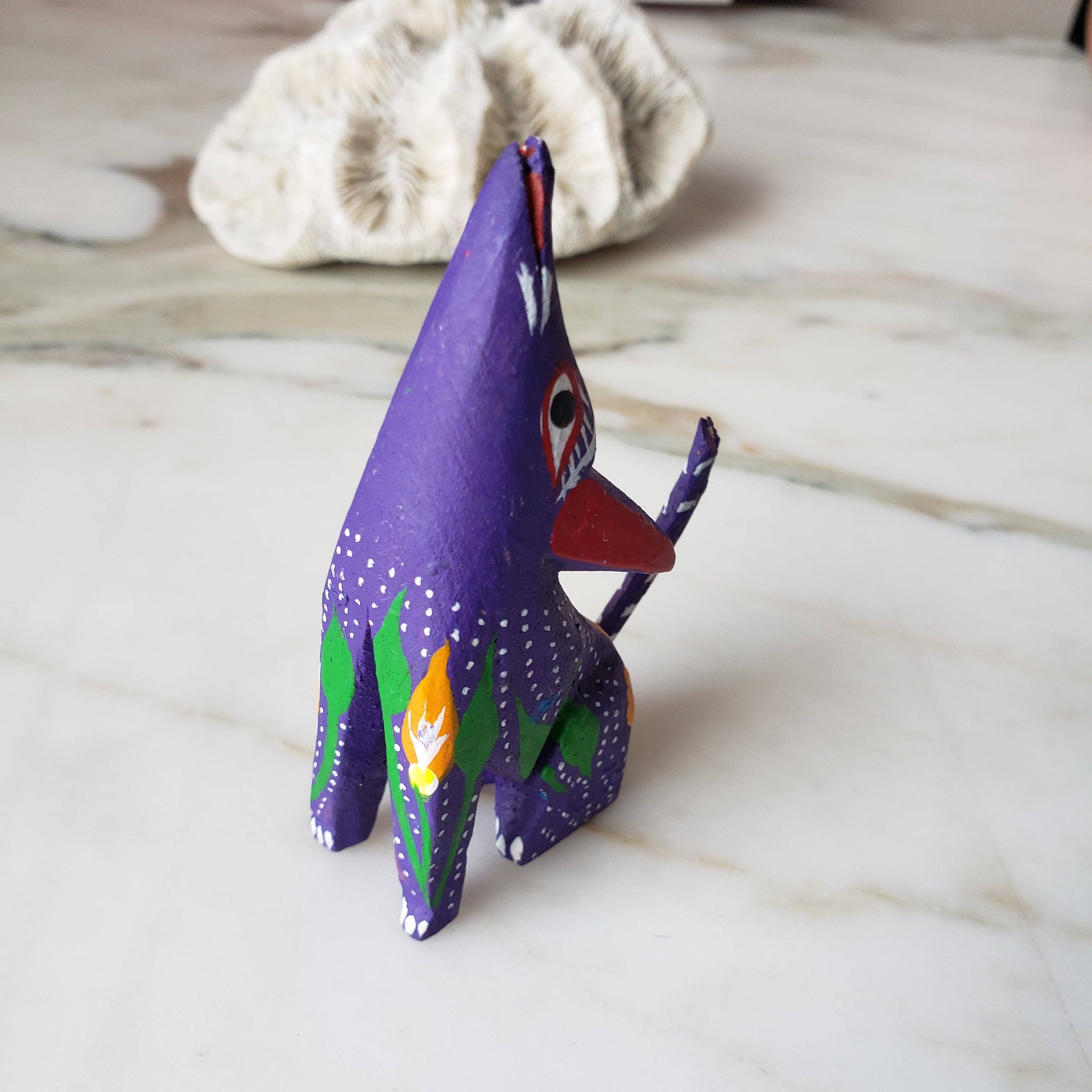 The Little Pueblo - Wholesale Decorative Figurine - Oaxacan Alebrije Coyote Mini Wood Carving Mexican Hand Painted23