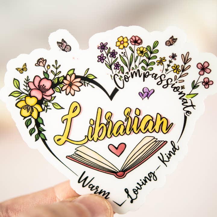 Savannah and James Co - Wholesale Sticker - Librarian Floral Heart, Book Vinyl Sticker, 3x3 in.7