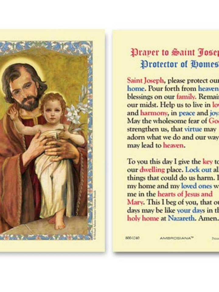 PRAYER TO SAINT JOSEPH PROTECTOR OF HOMES for wholesale by SAN JUDITAS RELIGIOUS ARTICLES
