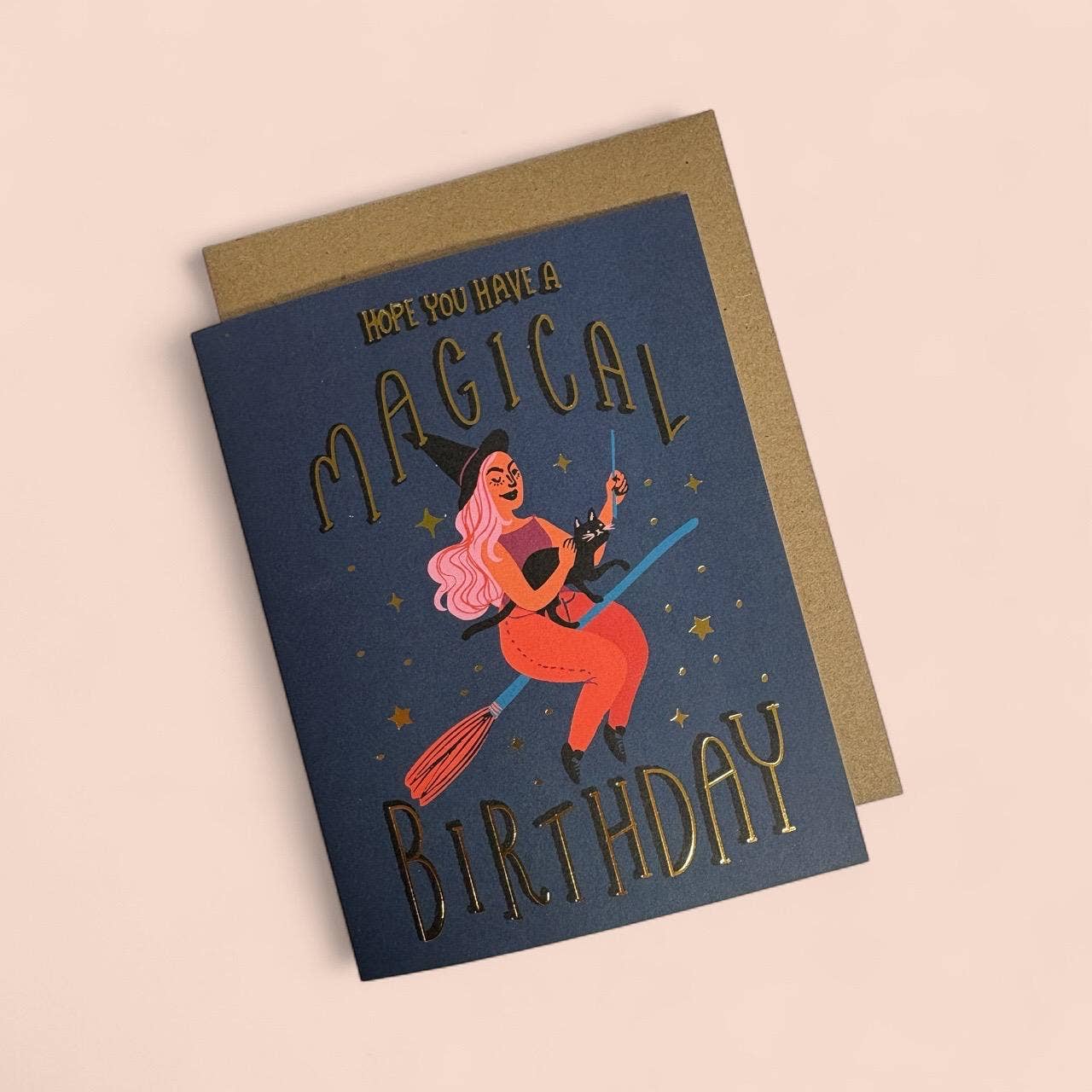 Wild Optimist - Wholesale Birthday Card - Magic Birthday Witch Goldfoil Greeting Card2