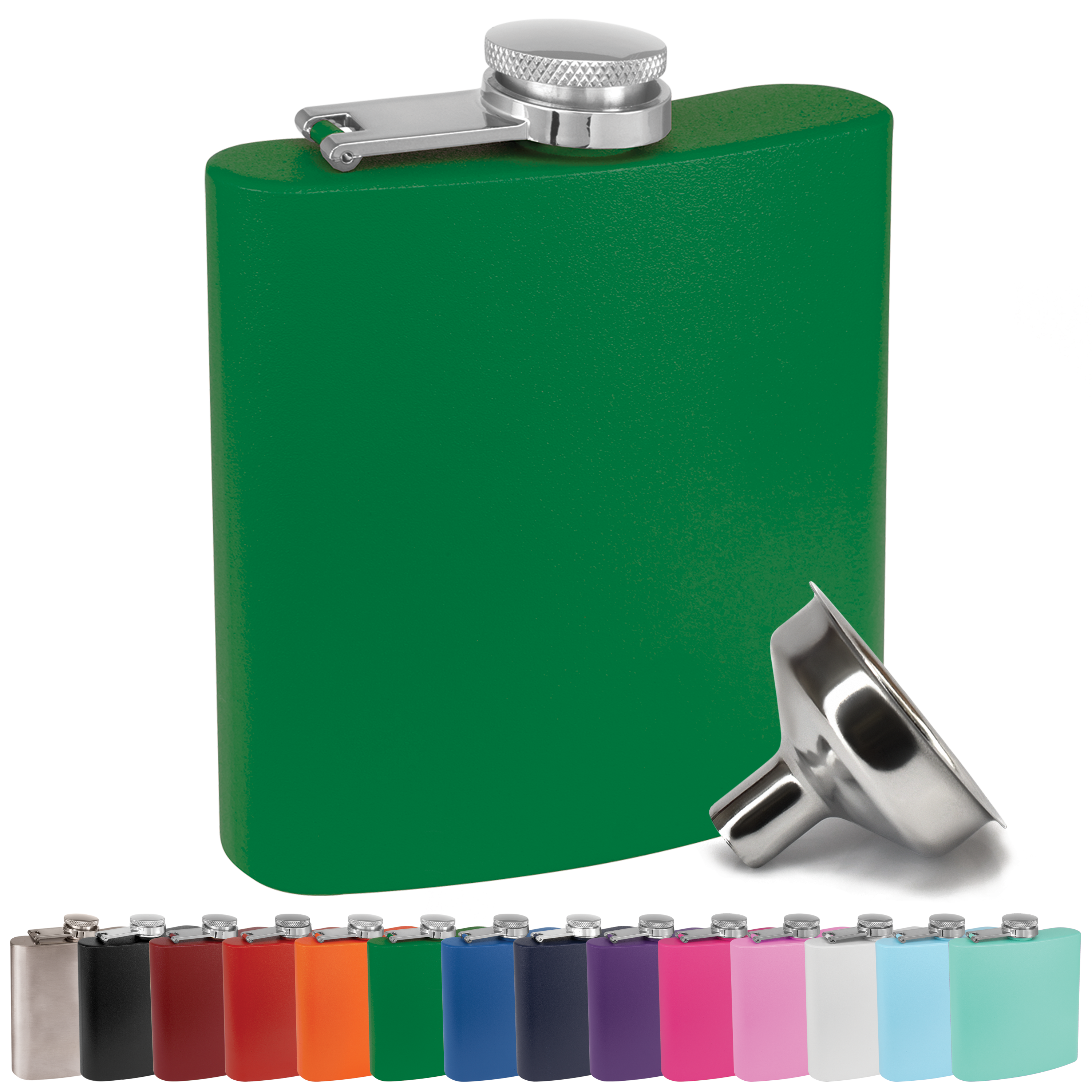 Clear Water Home Goods - Vente Flasque - Flacon à hanche en acier inoxydable de 6 oz avec entonnoir | Flacon revêtu de poudre59