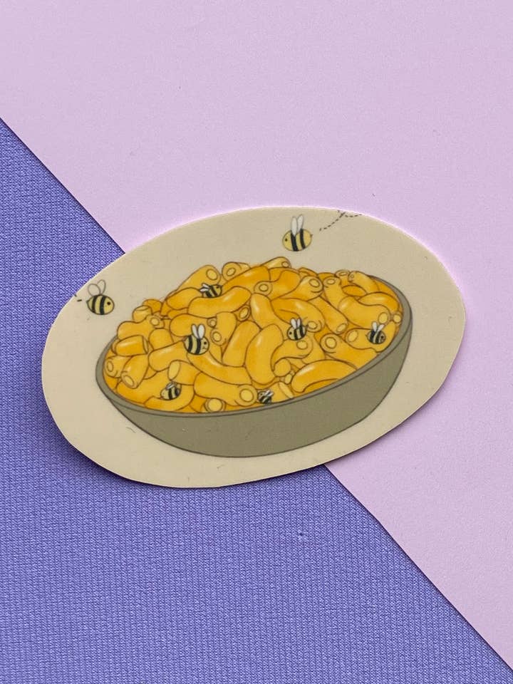 Mac N Bees 2” wide sticker //glossy waterproof lamination for wholesale by AstroManatee Shop