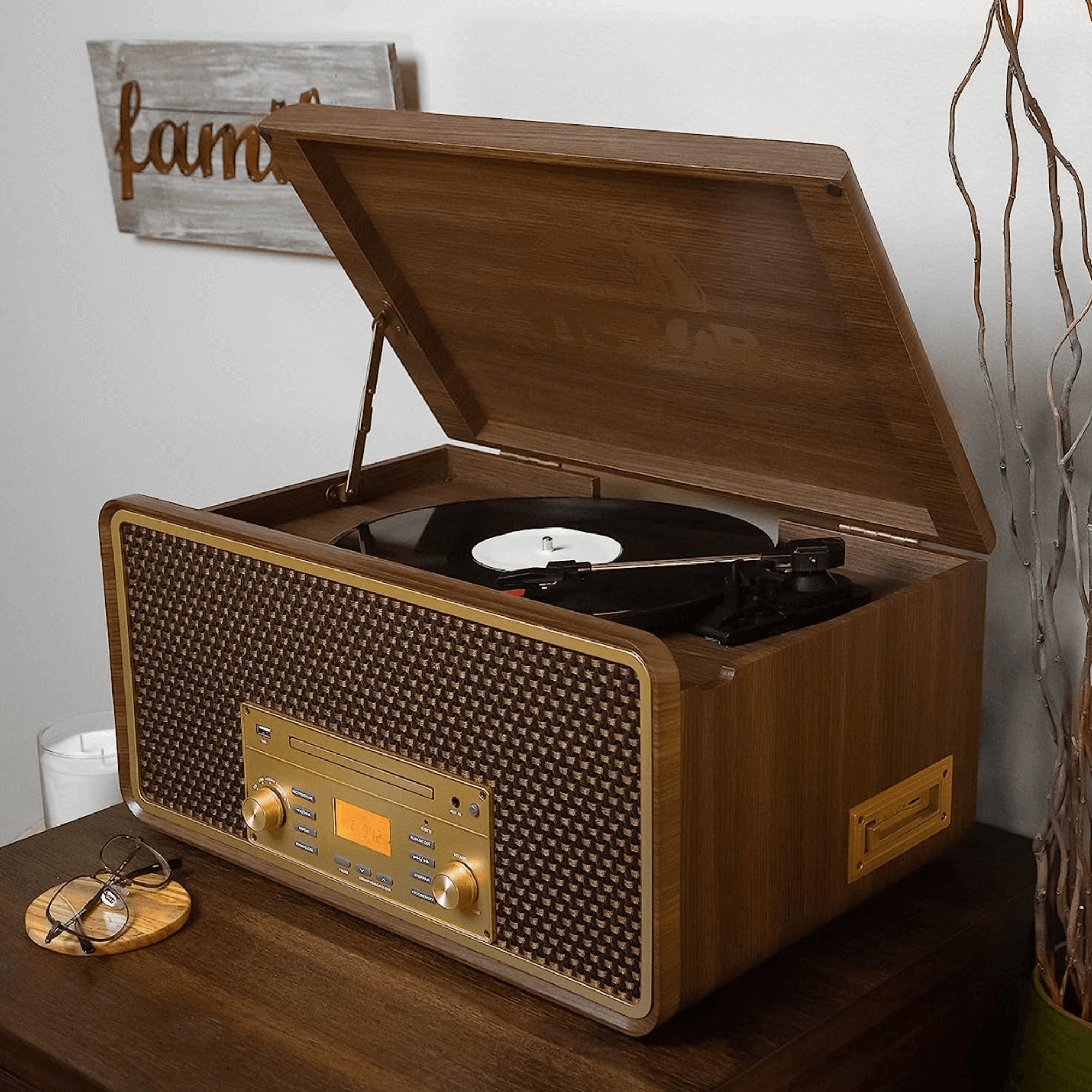 JupiterGear Home - Wholesale Speakers - Victor Monument 8-in-1 Wood Music Center w 3-Speed Turntable7