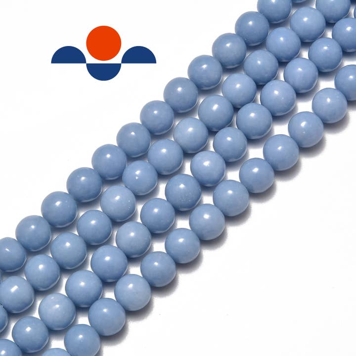 Natural Angelite Smooth Round Beads 4mm 6mm 8mm 10m 12mm 15.5" Strand for wholesale by CRCBEADS