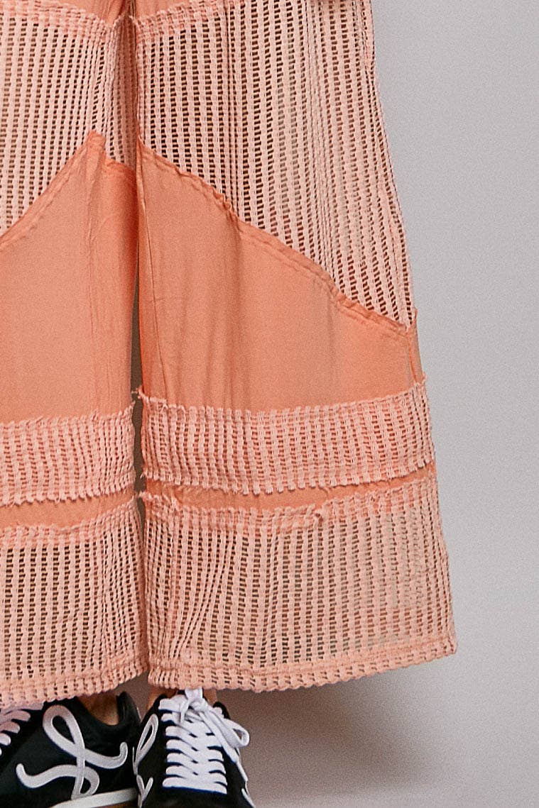 Pol Clothing - Wholesale Pants - Women's - Contrast see through elastic waist knit culottes pants5