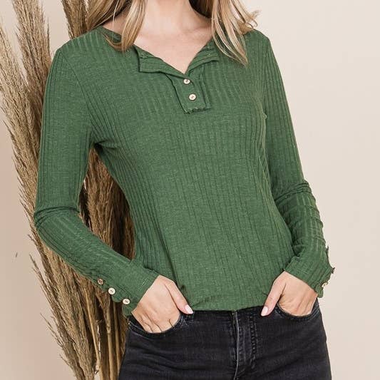 Chemise Henley unie à manches longues Special pour la vente par Reborn J