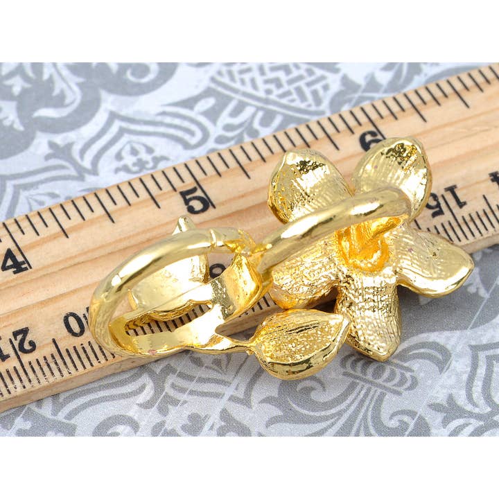 AK Brand - Wholesale Multi-Stone Ring - Two Fingers Daisy Topaz Smokey Light Flower Ring2