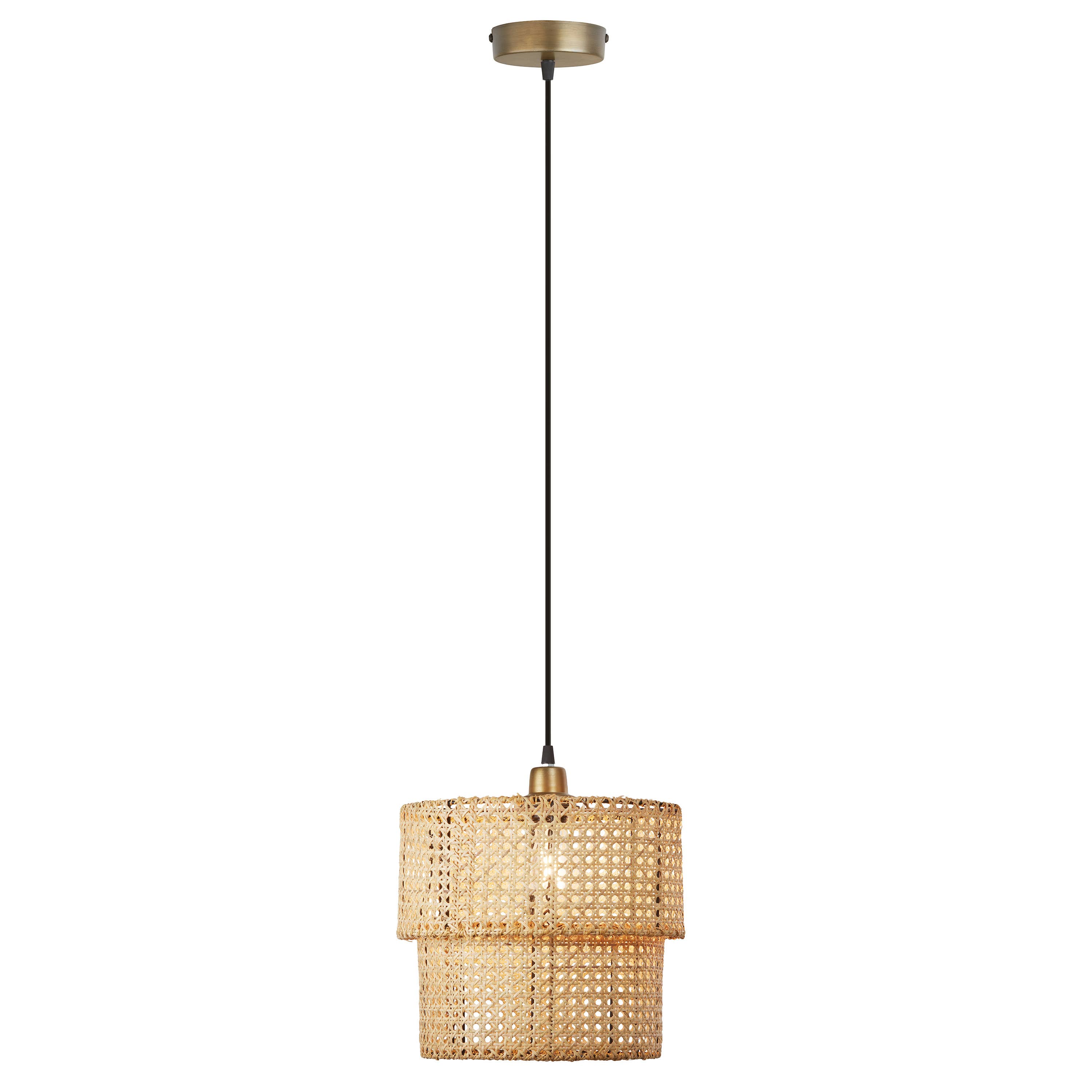 River of Goods - Wholesale Chandelier/Hanging Light - 12"W 1-Light Alvero Metal and Rattan Hanging Pendant Light1