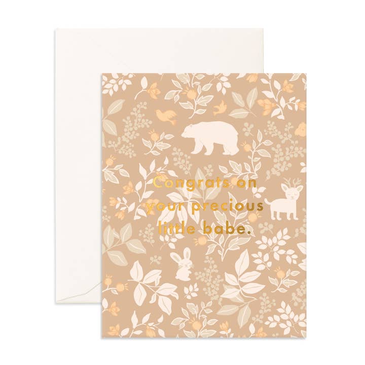 Precious Babe Caramel Greeting Card for wholesale by Fox & Fallow