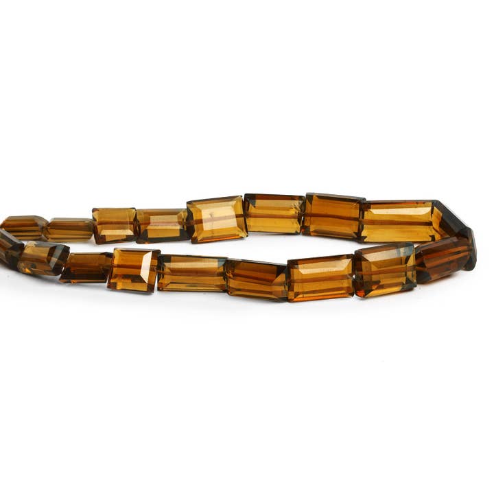The Bead Traders - Wholesale Beads - 12x8mm Whiskey Quartz Faceted Rectangles 8 inch 17 beads