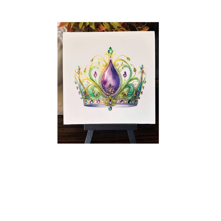 Mardi Gras ROYAL Crown Canvas Art with Easel for wholesale by Rouge 225