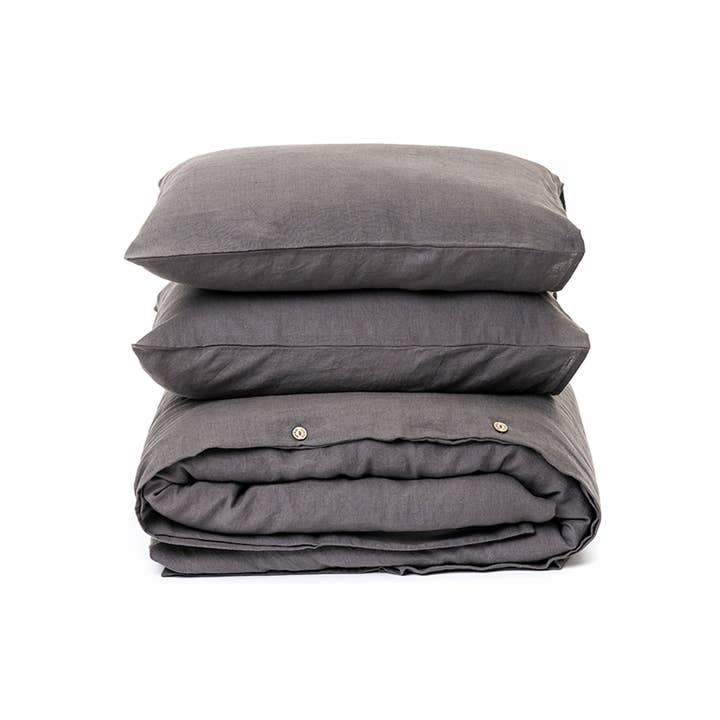 MagicLinen (We handle U.S. import procedures for you) – wholesale Bedding set – Charcoal Grey duvet cover set (3 pcs)0