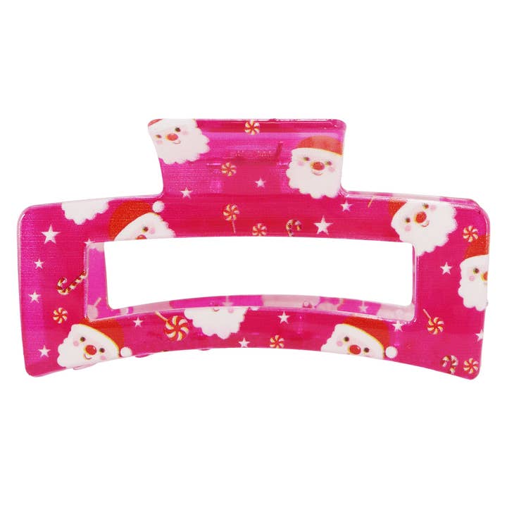 ASSORTED Christmas Santa Clear Block Hair Claw - 12 pcs for wholesale on Faire6