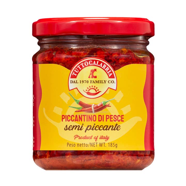 Piccantino di Pesce, condiment for bruschetta, pizza, pasta for wholesale by TuttoCalabria