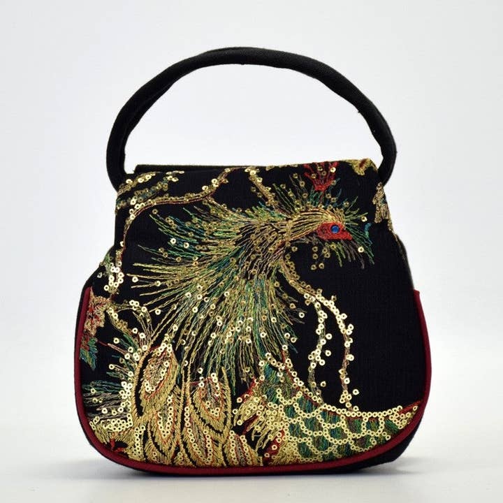 Mini Peacock Embroidered Handbag for wholesale by UZ Wholesale Store