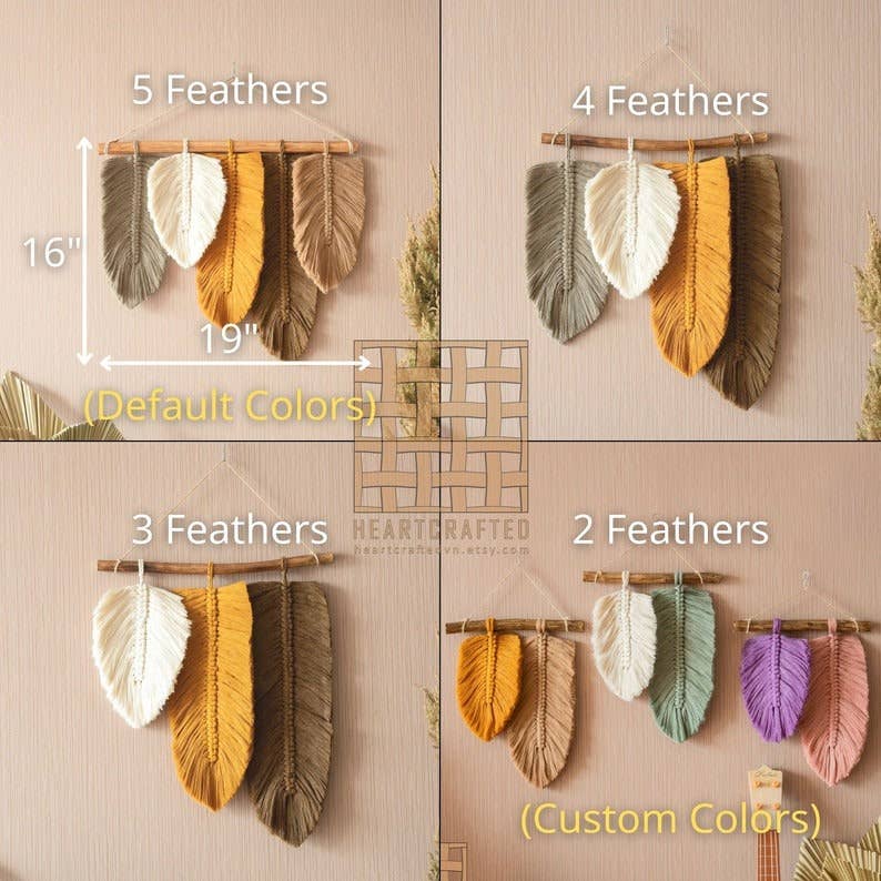HeartCrafted - Wholesale Decorative Tassel/Wall Drop - Feather Macrame Wall Hanging L041