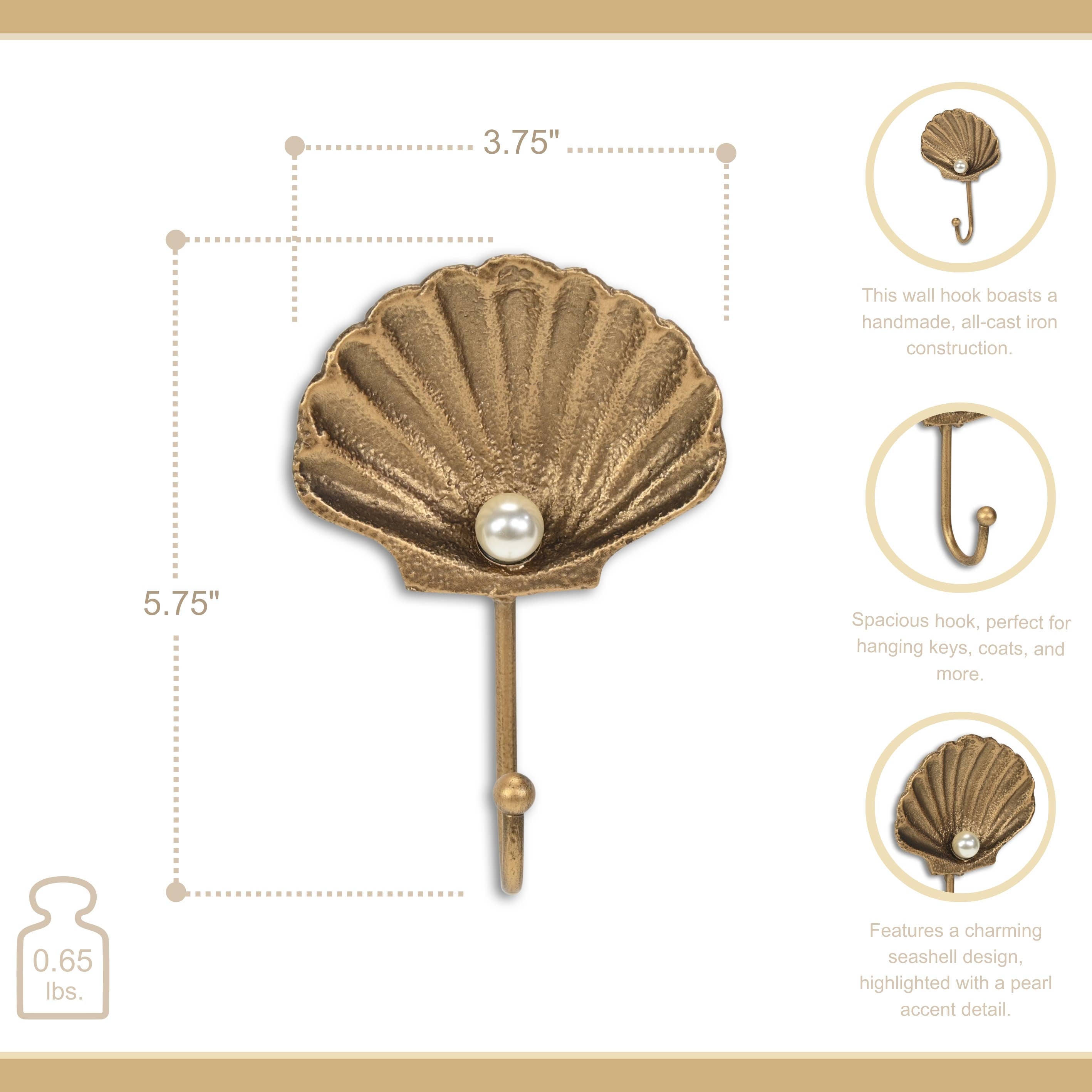 Cheungs Home Decor - Vente Crochets muraux - Crochet mural en fonte Coquillage doré Mythra3