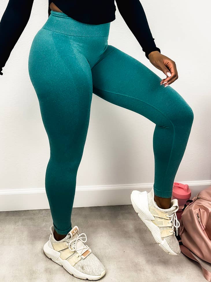 Pop Fit Leggings Womens Size Large Green Crisscross Side Activewear