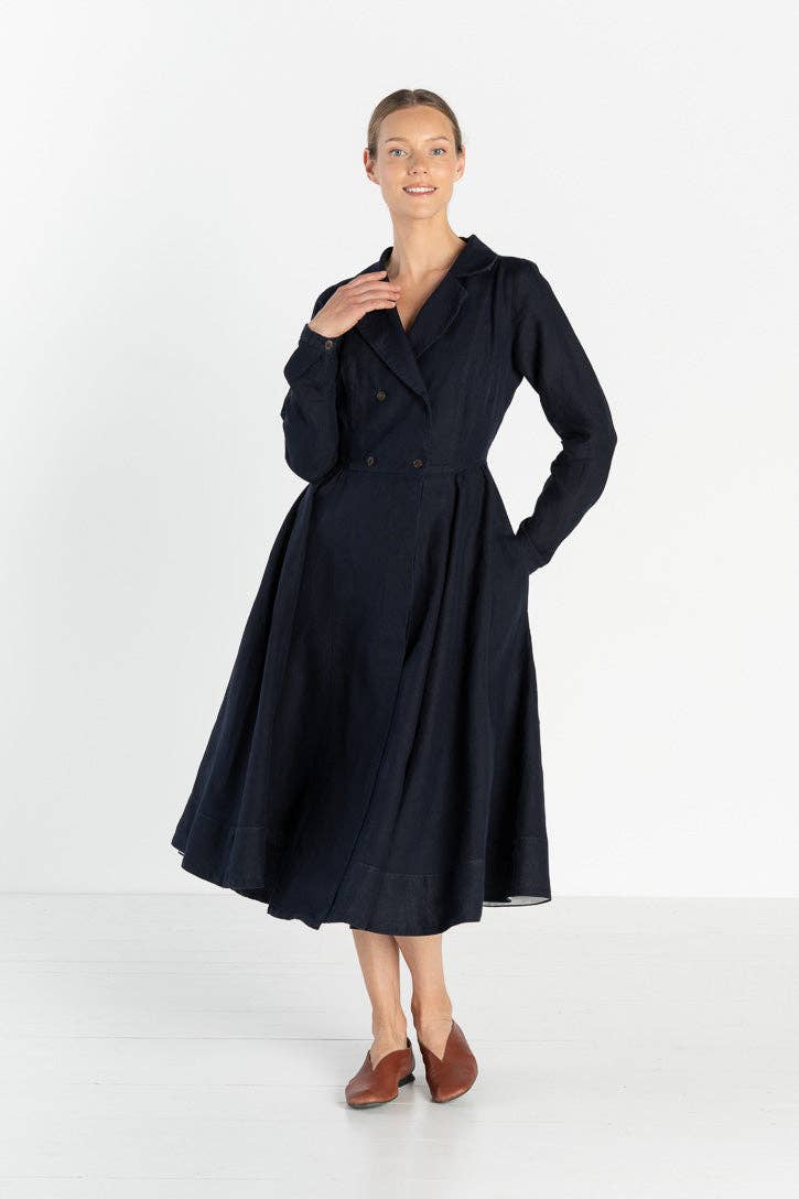 Son de Flor - Venta al por mayor Vestido - Mujer - Enola – Vestido Midi de Lino a Medida con Cuello con Muesca9