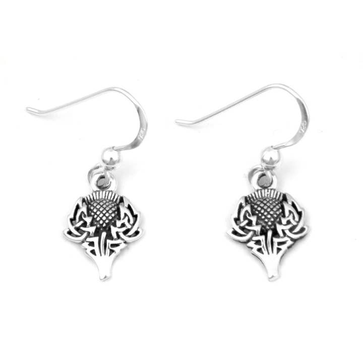 Silver Insanity - Vente Boucles d'oreilles pendantes - Boucles d'oreilles Celtic Spirit of Alba Thistle en argent sterling