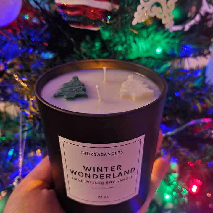 FruzsaCandles - Wholesale Jar/Filled Candle - Winter Wonderland, Pine Scented Candle/ Christmas Tree Scent / Handmade Soy Candle/ Highly scented candle