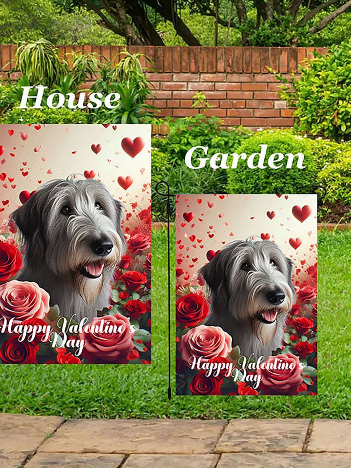 Irish Wolfhound Grey - Valentine House Flag for wholesale by Best of Breed Products