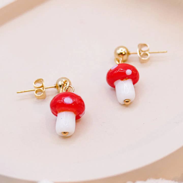 Mushroom Earrings Stainless Steel - Mushroom Stud Earrings Fly Agaric for wholesale by Tilda&Theo