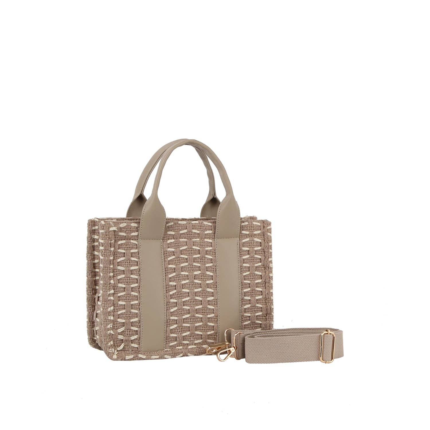 HR CORP - Wholesale Tote Bag - Women's - Ecostitch Woven tote bag with vegan leather handle8