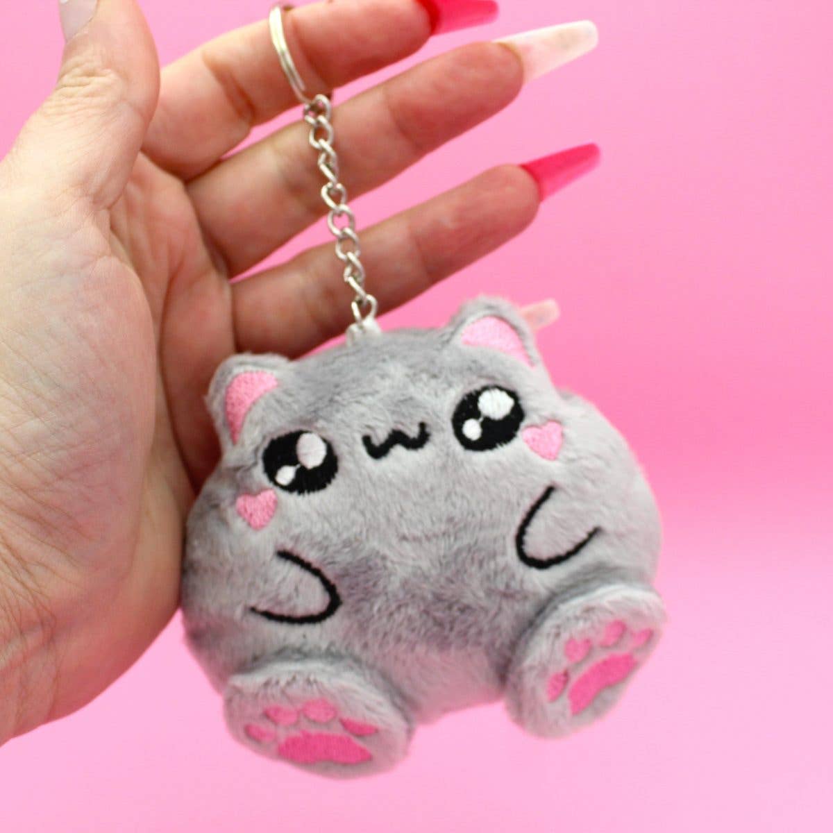 Kawaii Hair Candy – Engroshandel Nøglering - Dame – Kawaii fed kat nøglering – chibi plyskat taskevedhæng6