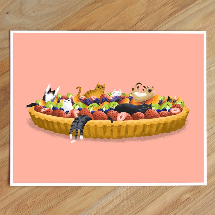 Cat Fruit Tart | Print 8x10" for wholesale by I NEVER DRAW
