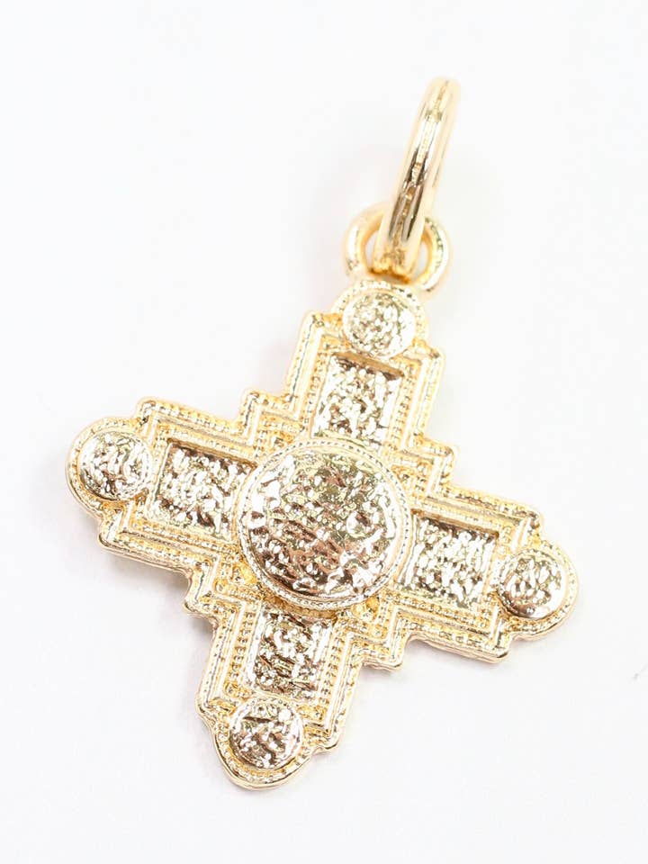 Brunson Cross Charm Gold for wholesale by Caroline Hill